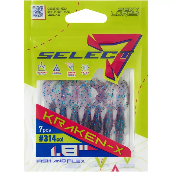 Силікон Select Kraken-X SE 1.8" #314 (7шт/уп), Довжина силікону: 1.8" (4.57 см), Колір силікону: 314, фото , изображение 2
